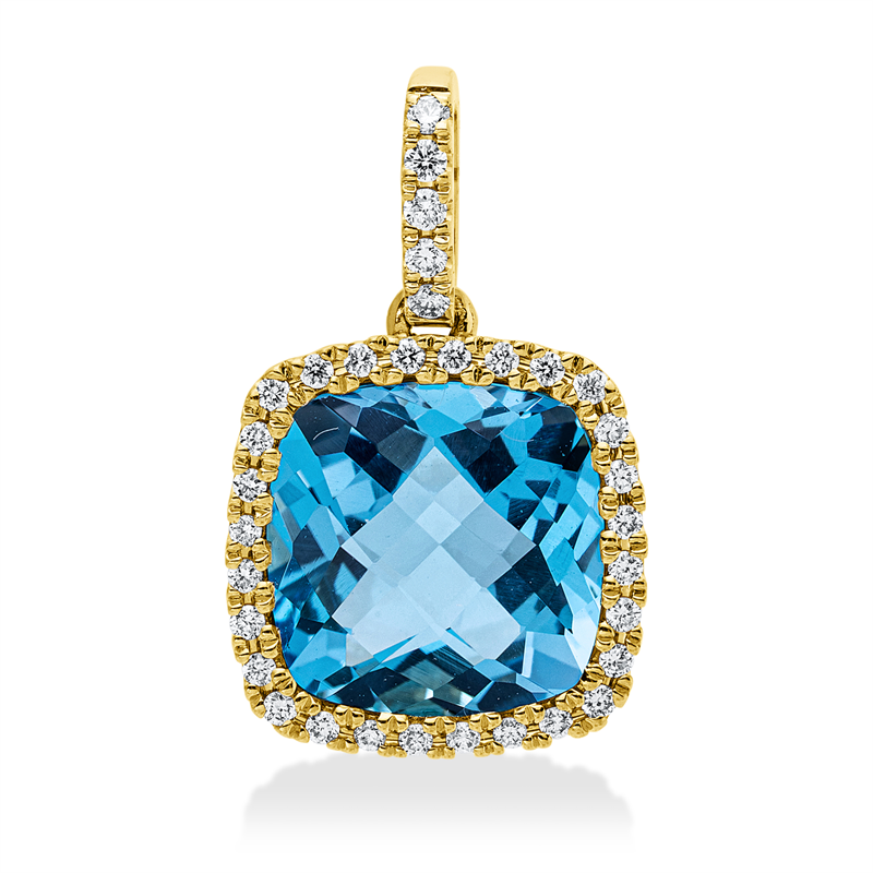 Anhänger mit Topas  aus 750/-18 Karat Gelbgold mit 33 Diamanten 0