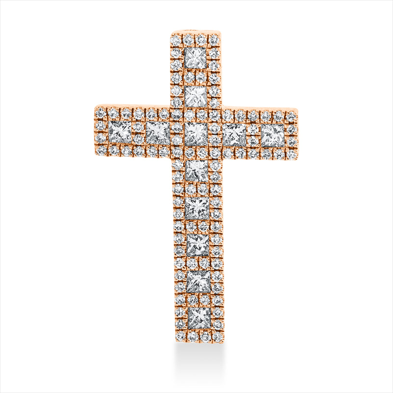 Anhänger - Kreuz aus Gold mit Diamanten, Kreuz-Symbol, Fassung rhodiniert - 3G839