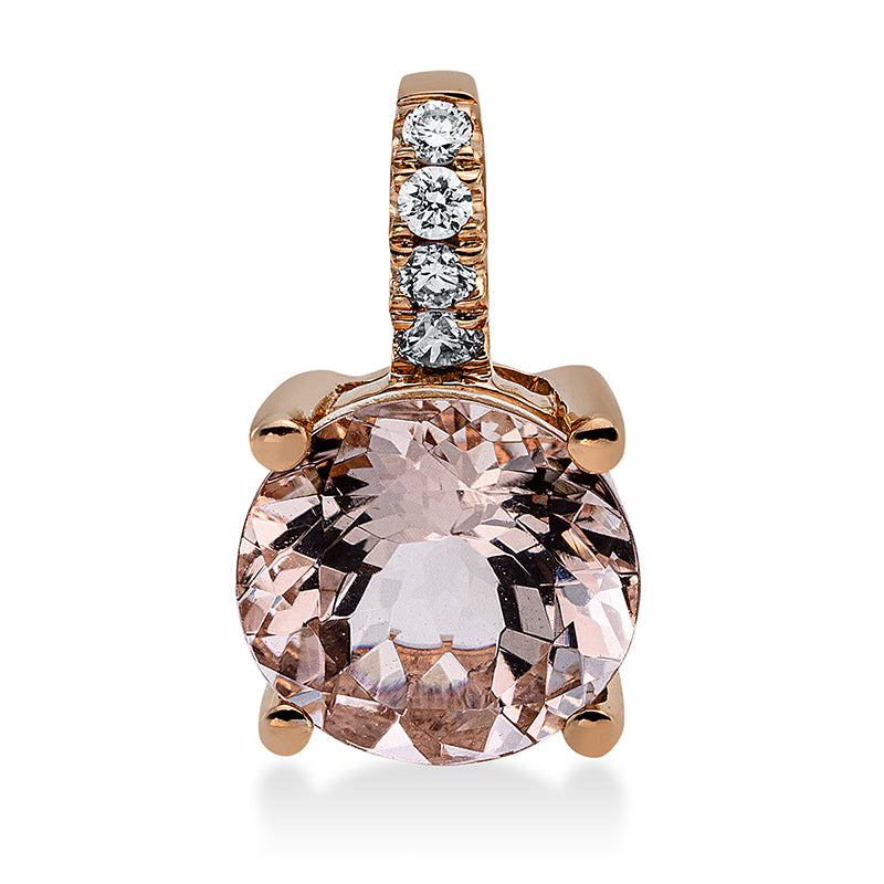 Anhänger mit Morganit  aus 750/-18 Karat Rotgold mit 4 Diamanten 0