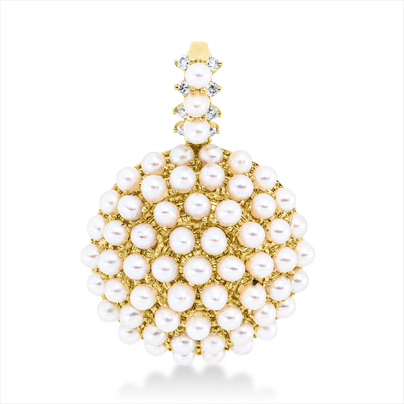 Anhänger   mit Zuchtperle aus 750/-18 Karat Gelbgold mit 8 Diamanten 0