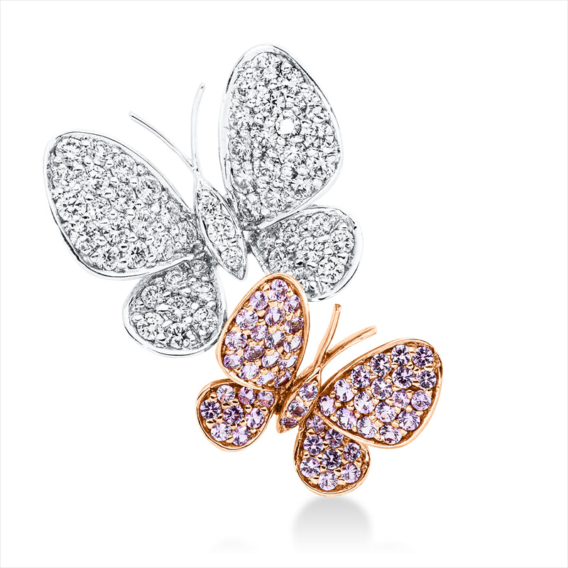 Anhänger mit Saphir  aus 750/-18 Karat Rotgold / Weißgold mit 53 Diamanten 0