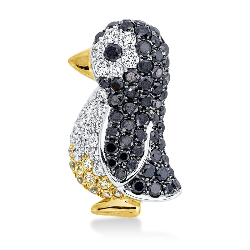 Anhänger mit Saphir  aus 750/-18 Karat Weißgold / Gelbgold mit 75 Diamanten 1