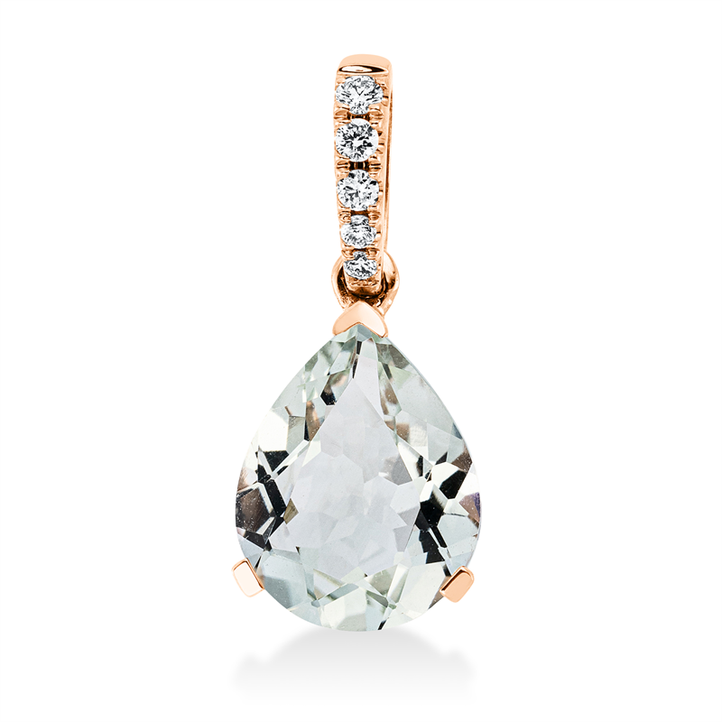 Anhänger mit Amethyst  aus 750/-18 Karat Rotgold mit 5 Diamanten 0