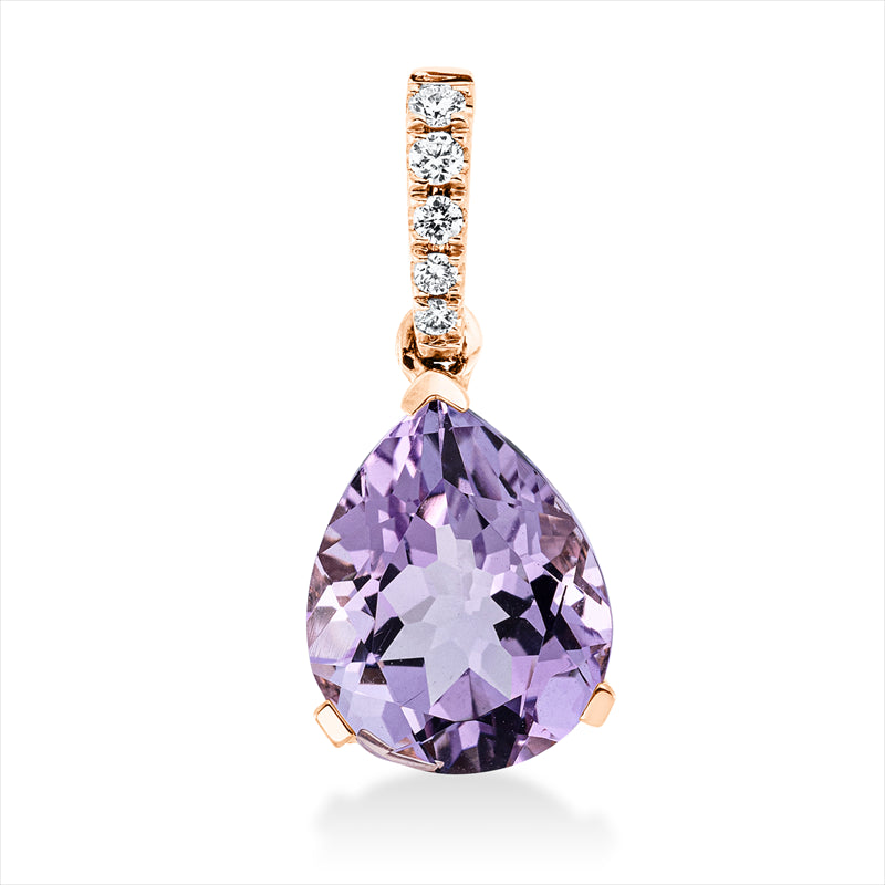Anhänger mit Amethyst  aus 750/-18 Karat Rotgold mit 5 Diamanten 0
