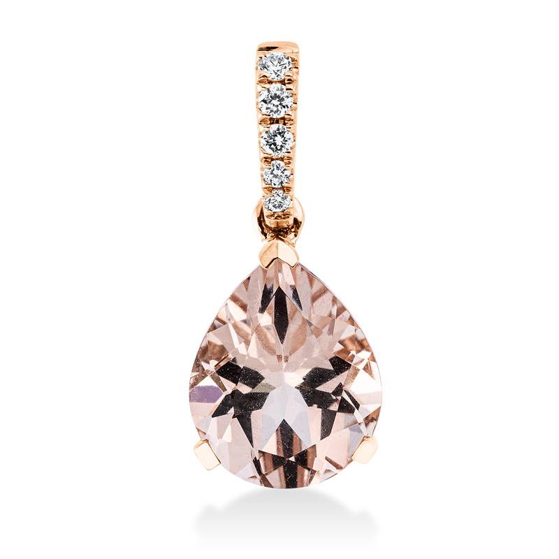 Anhänger mit Morganit  aus 750/-18 Karat Rotgold mit 5 Diamanten 0
