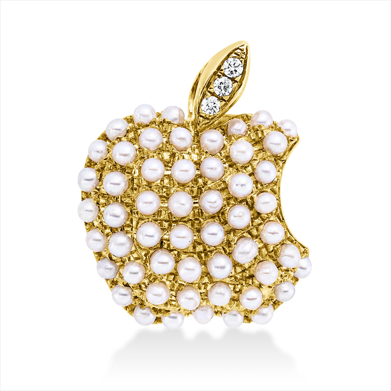 Anhänger   mit Zuchtperle aus 750/-18 Karat Gelbgold mit 3 Diamanten 0