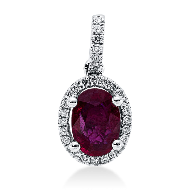 Anhänger mit Rubin  aus 750/-18 Karat Weißgold mit 31 Diamanten 0