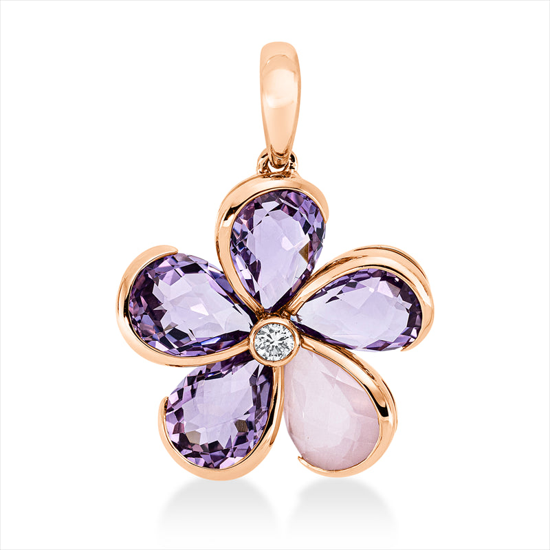 Anhänger mit Quarz  aus 750/-18 Karat Rotgold mit 1 Diamant 0