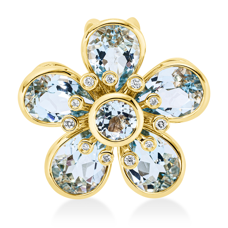 Anhänger mit Topas  aus 750/-18 Karat Gelbgold mit 11 Diamanten 0