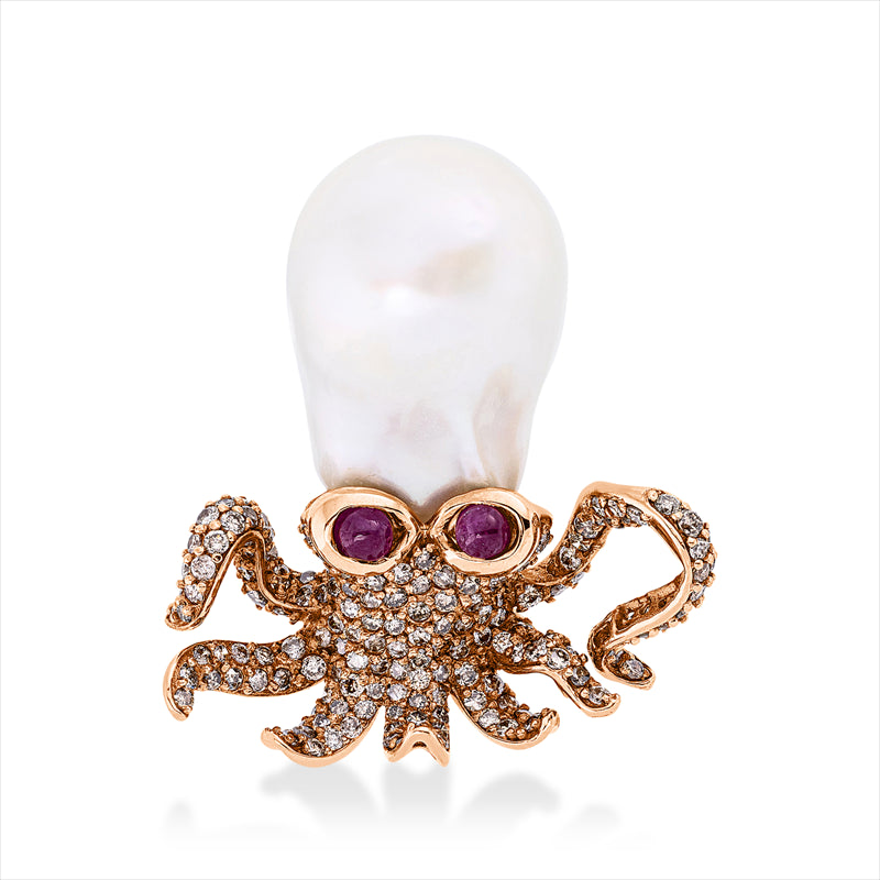 Anhänger mit Rubin mit Zuchtperle