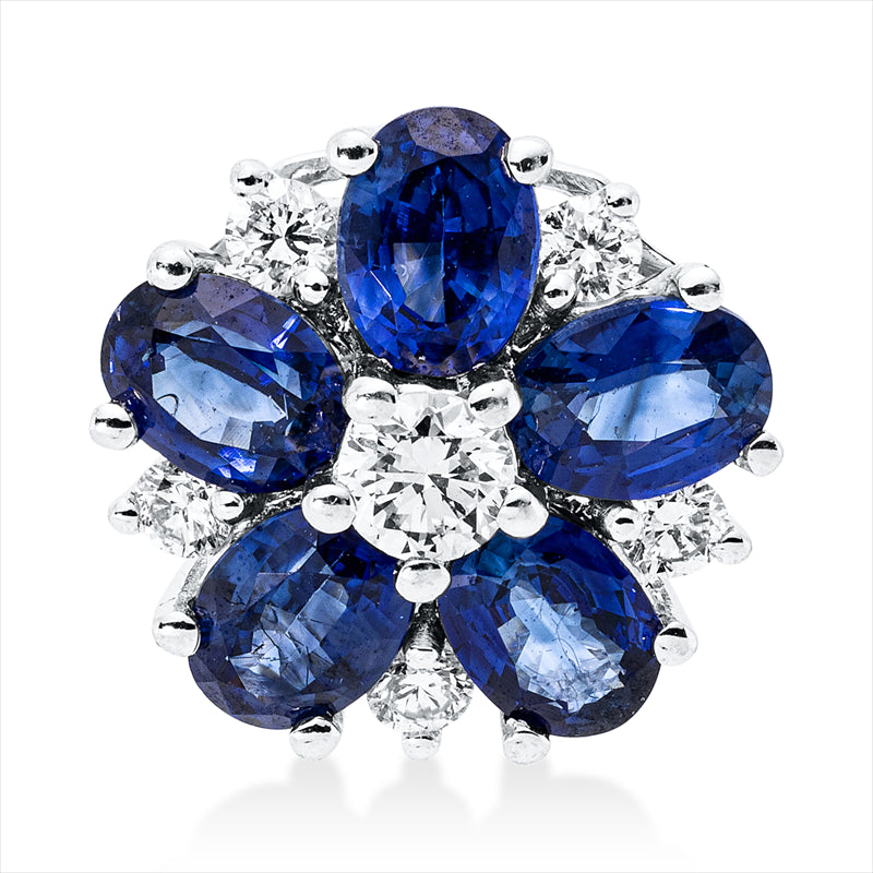 Anhänger mit Saphir  aus 750/-18 Karat Weißgold mit 6 Diamanten 0