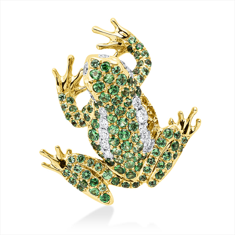 Anhänger mit Tsavorith  aus 750/-18 Karat Gelbgold / Weißgold mit 16 Diamanten 0