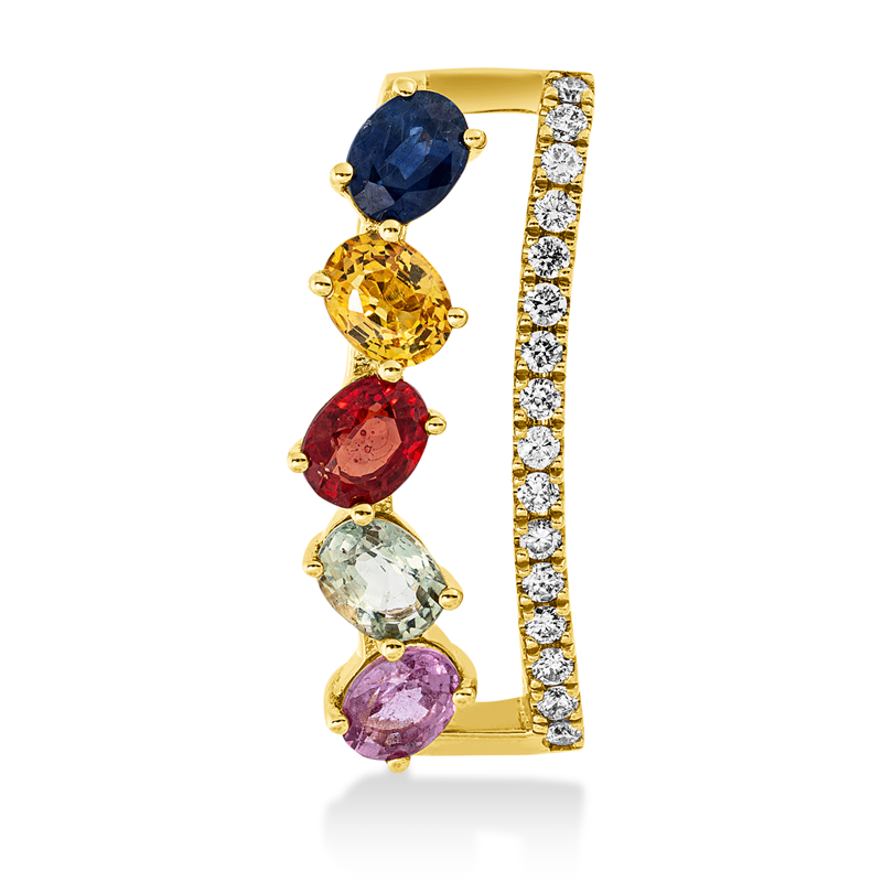 Anhänger mit Saphir  aus 750/-18 Karat Gelbgold mit 16 Diamanten 0
