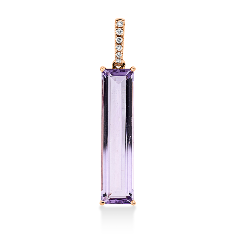 Anhänger mit Amethyst  aus 750/-18 Karat Rotgold mit 6 Diamanten 0