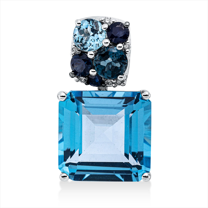 Anhänger mit Topas  aus 750/-18 Karat Weißgold mit 6 Diamanten 0