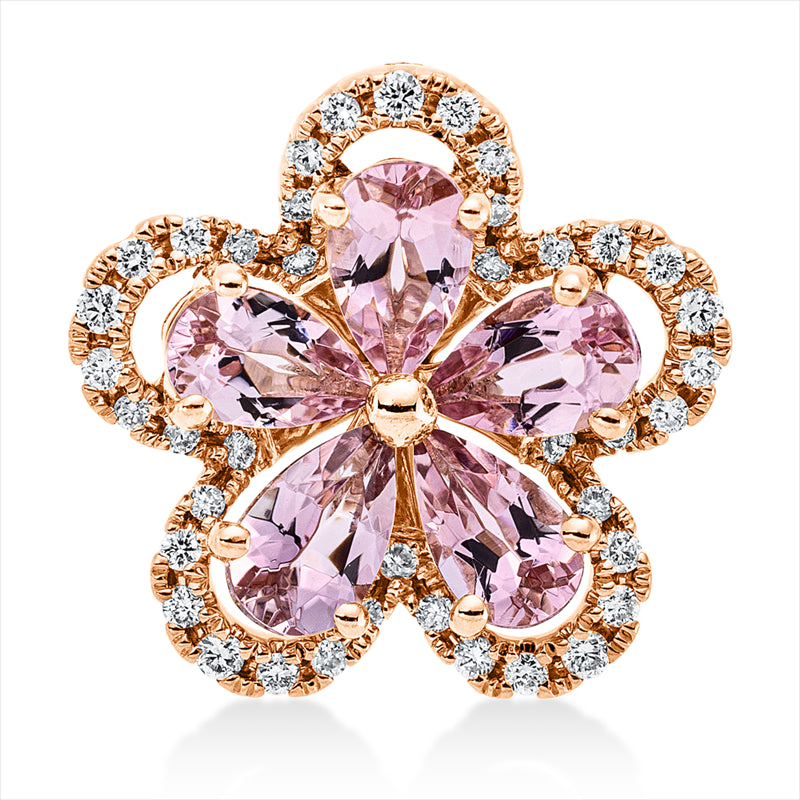 Anhänger mit Turmalin  aus 750/-18 Karat Rotgold mit 40 Diamanten 0