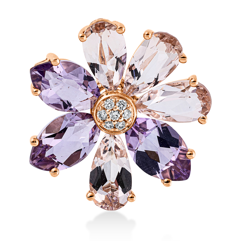 Anhänger mit Amethyst  aus 750/-18 Karat Rotgold mit 7 Diamanten 0