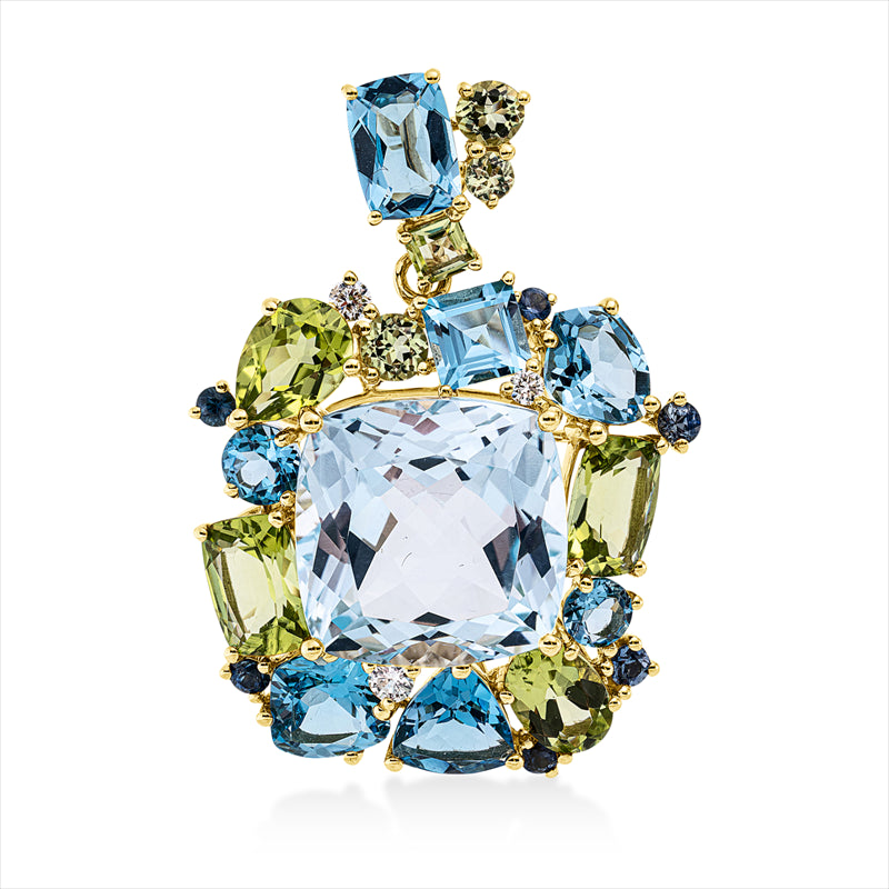 Anhänger mit Saphir  aus 750/-18 Karat Gelbgold mit 3 Diamanten 0