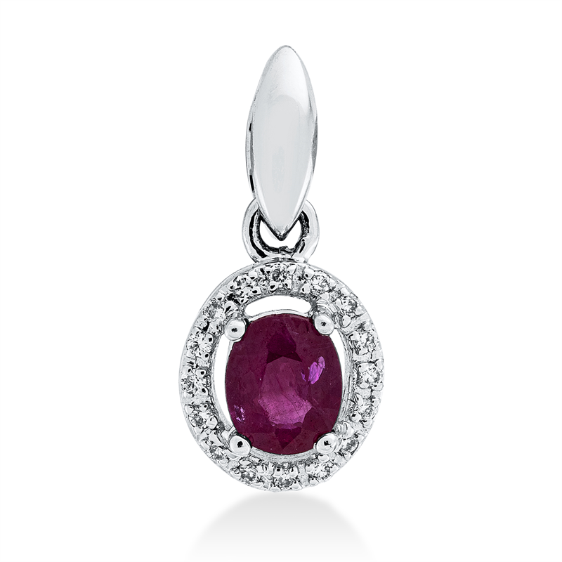 Anhänger mit Rubin  aus 750/-18 Karat Weißgold mit 16 Diamanten 0