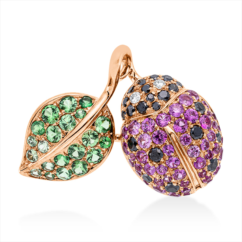 Anhänger mit Saphir  aus 750/-18 Karat Rotgold mit 24 Diamanten 0