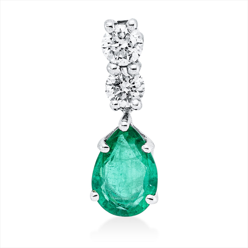 Anhänger mit Smaragd  aus 750/-18 Karat Weißgold mit 2 Diamanten 0