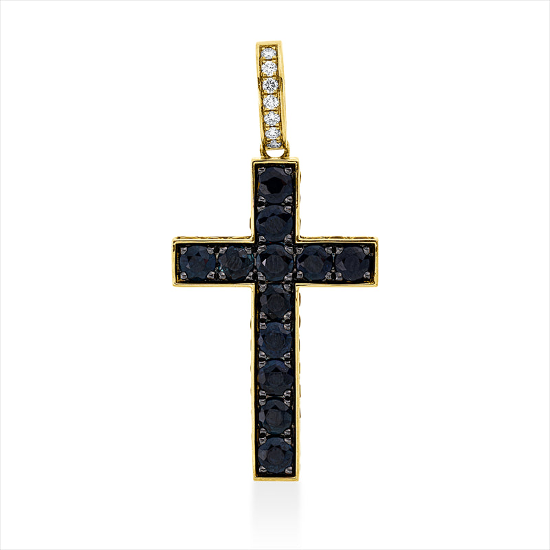 Anhänger mit Saphir  aus 750/-18 Karat Gelbgold mit 8 Diamanten 0