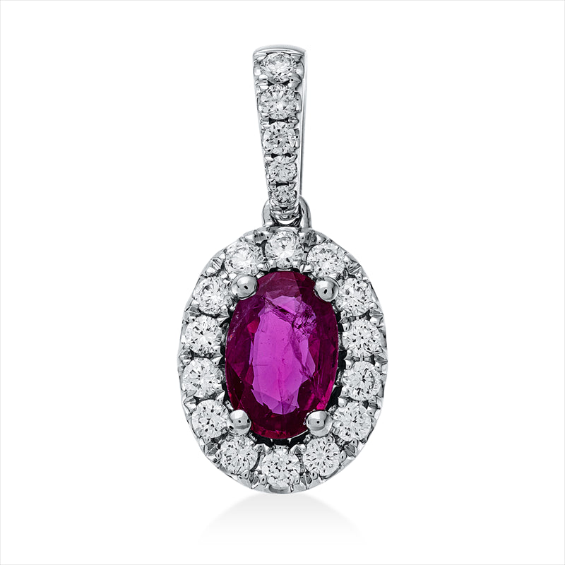 Anhänger mit Rubin  aus 750/-18 Karat Weißgold mit 19 Diamanten 0