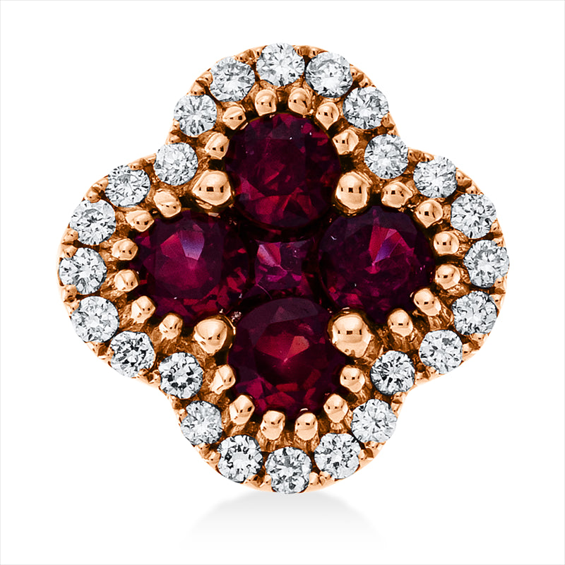 Anhänger mit Rubin  aus 750/-18 Karat Rotgold mit 24 Diamanten 0