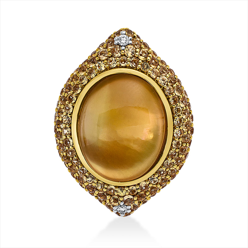 Anhänger mit Citrin  aus 750/-18 Karat Gelbgold / Weißgold mit 2 Diamanten 0