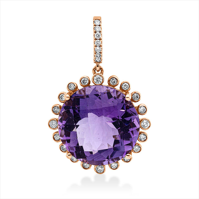 Anhänger mit Amethyst  aus 750/-18 Karat Rotgold mit 27 Diamanten 0