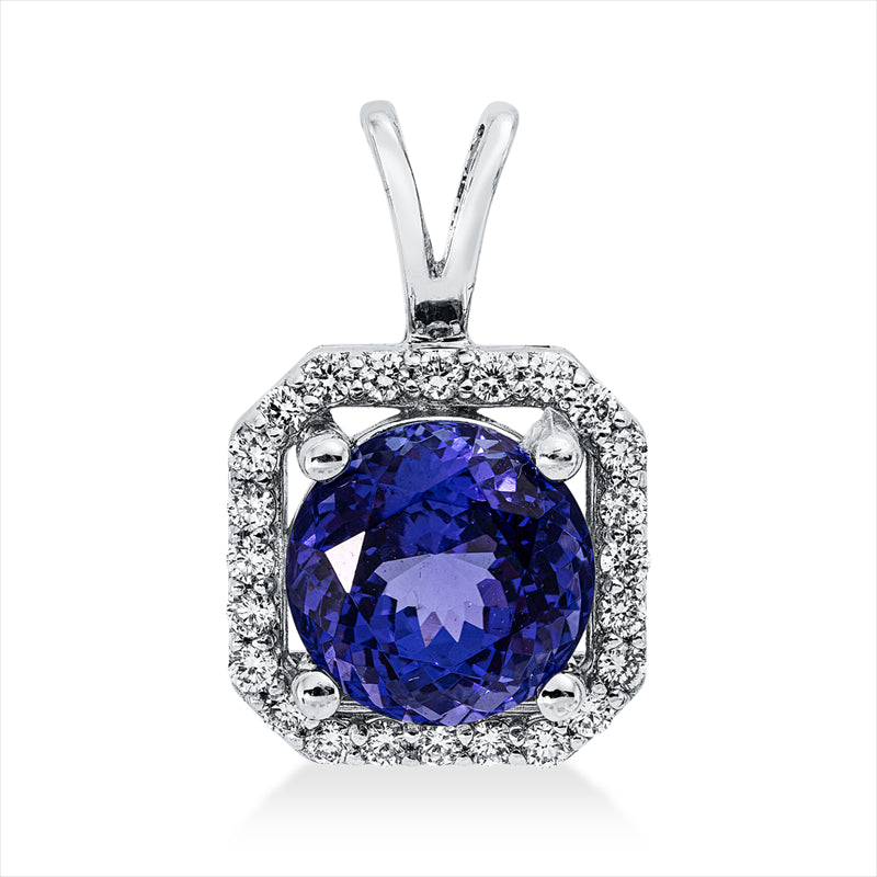 Anhänger mit Tansanit  aus 750/-18 Karat Weißgold mit 24 Diamanten 0