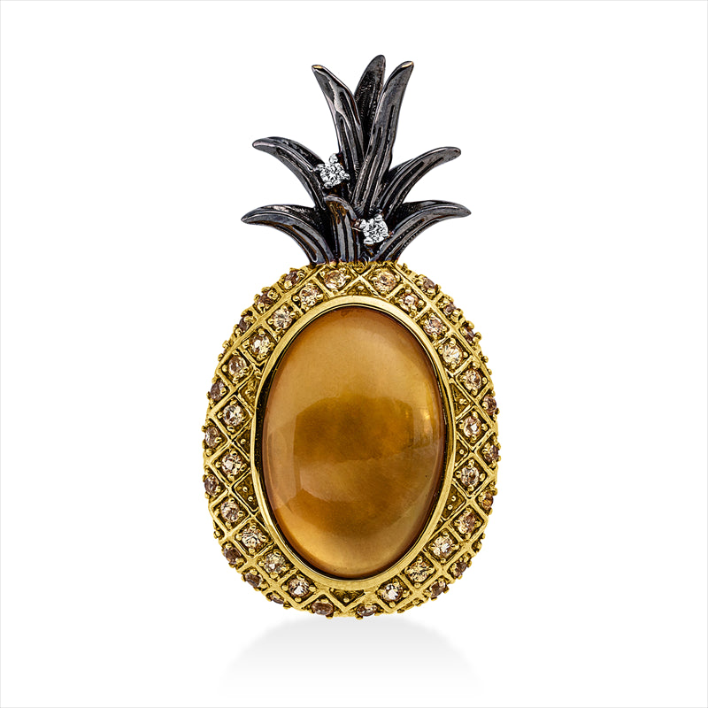 Anhänger mit Saphir  aus 750/-18 Karat Gelbgold mit 2 Diamanten 0