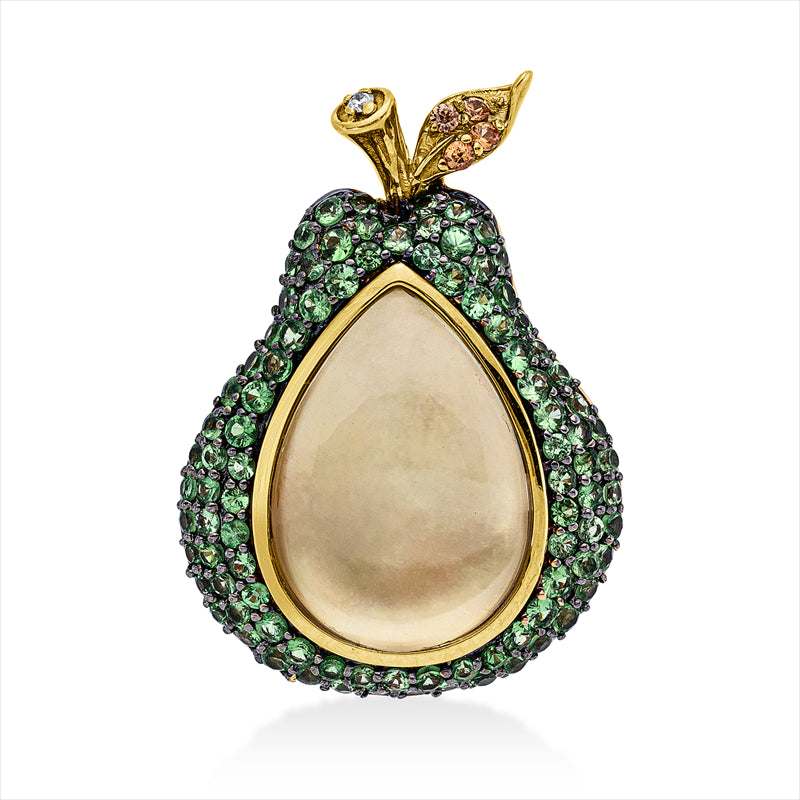 Anhänger mit Tsavorith  aus 750/-18 Karat Gelbgold mit 1 Diamant 0