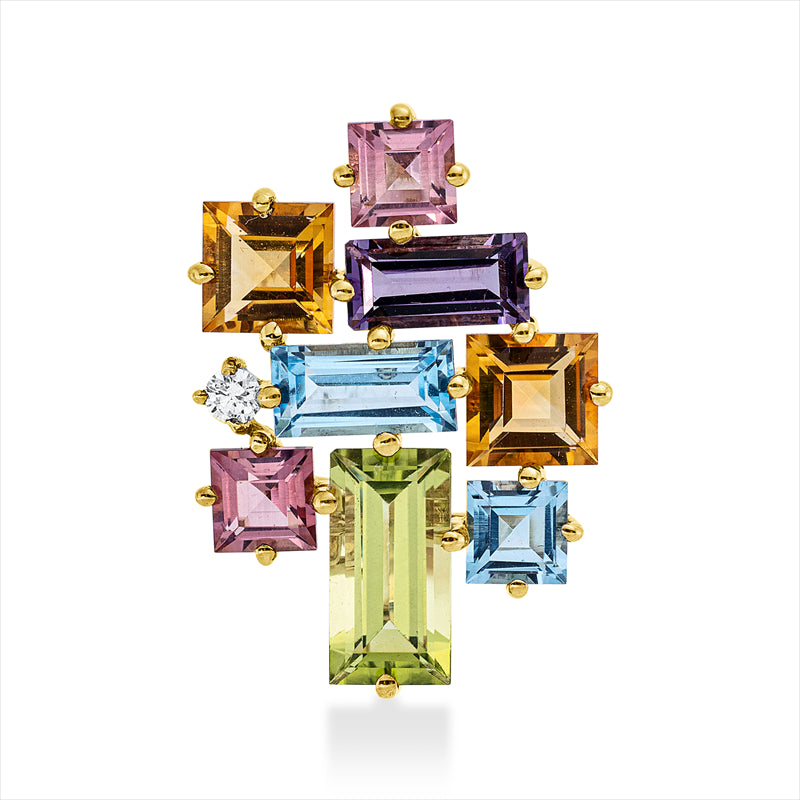 Anhänger mit Farbstein  aus 750/-18 Karat Gelbgold mit 1 Diamant 0