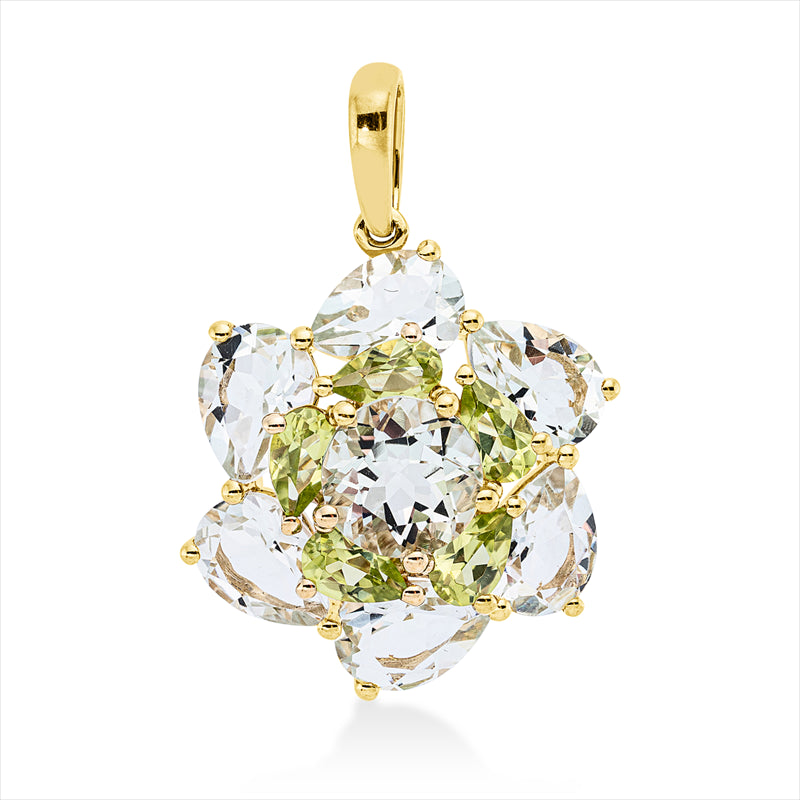 Anhänger mit Peridot  aus 750/-18 Karat Gelbgold  