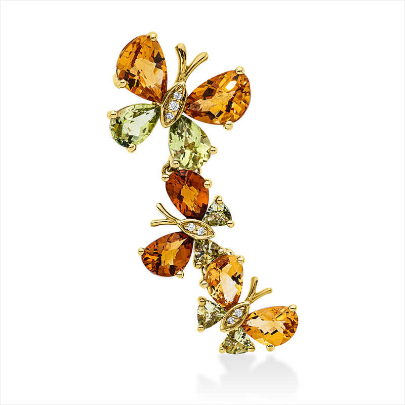 Anhänger mit Farbstein  aus 750/-18 Karat Gelbgold mit 7 Diamanten 0