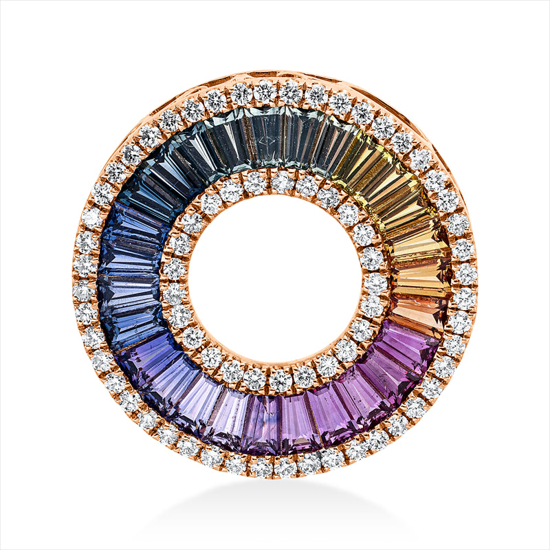 Anhänger mit Saphir  aus 750/-18 Karat Rotgold mit 73 Diamanten 0