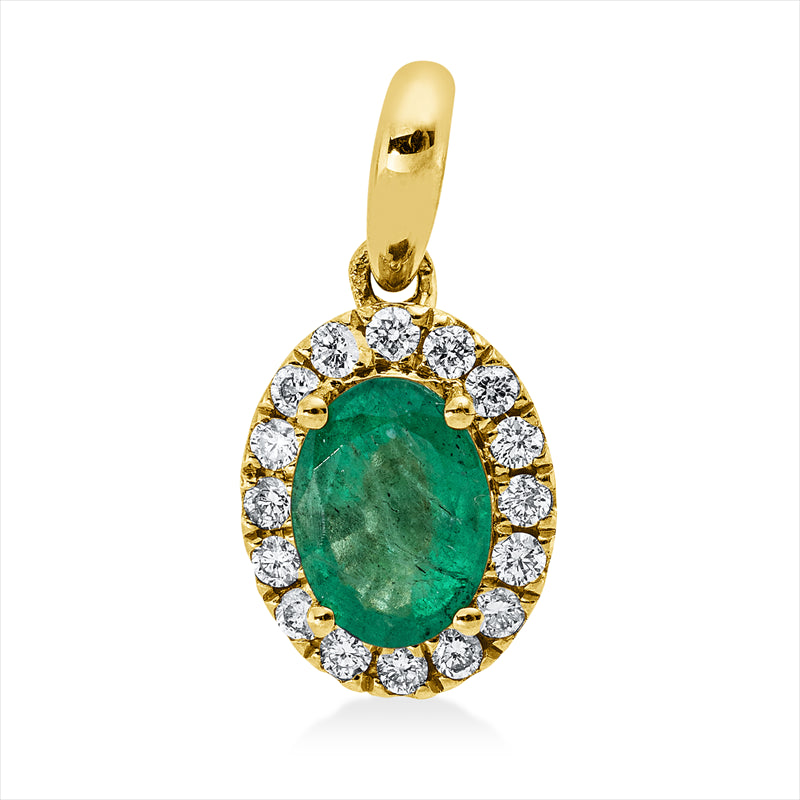 Anhänger mit Smaragd  aus 750/-18 Karat Gelbgold mit 16 Diamanten 0