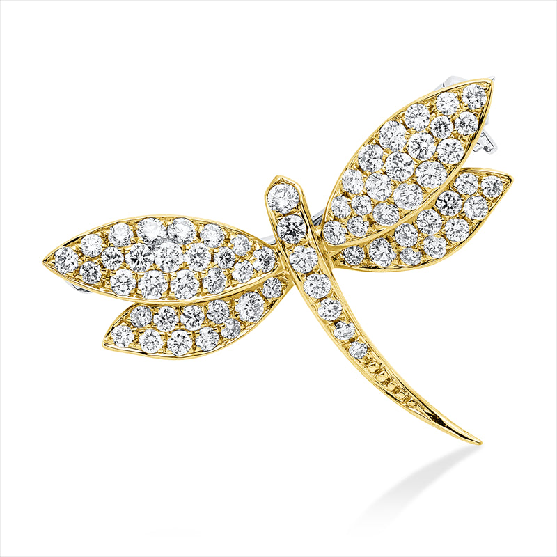 Brosche    aus 750/-18 Karat Gelbgold / Weißgold mit 67 Diamanten 0