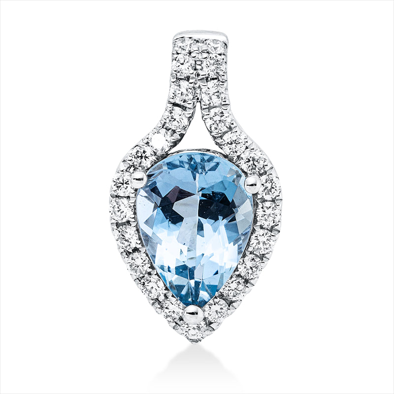 Anhänger mit Aquamarin  aus 750/-18 Karat Weißgold mit 25 Diamanten 0