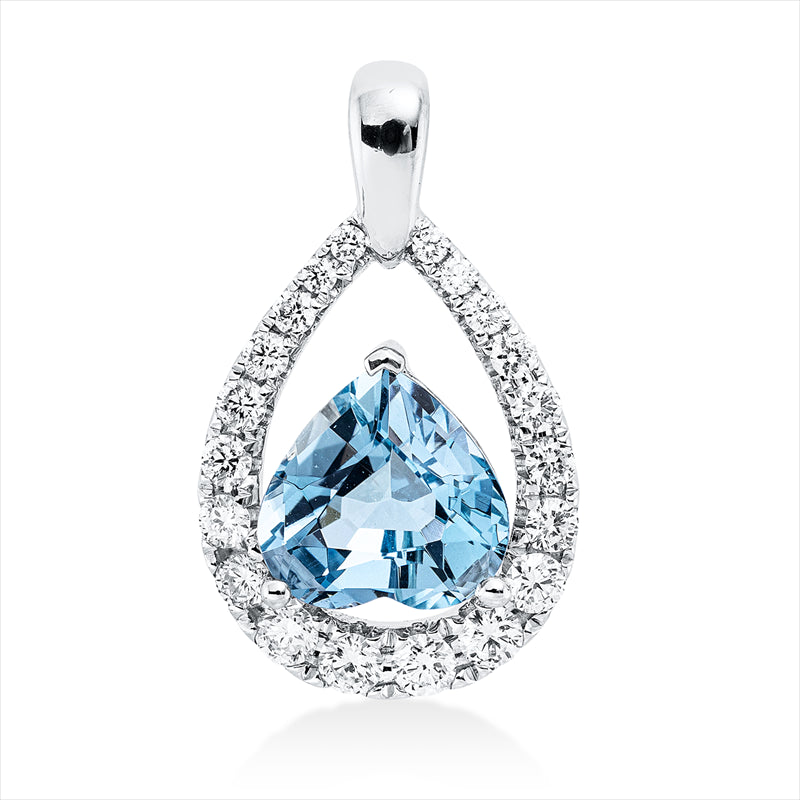 Anhänger mit Aquamarin  aus 750/-18 Karat Weißgold mit 20 Diamanten 0