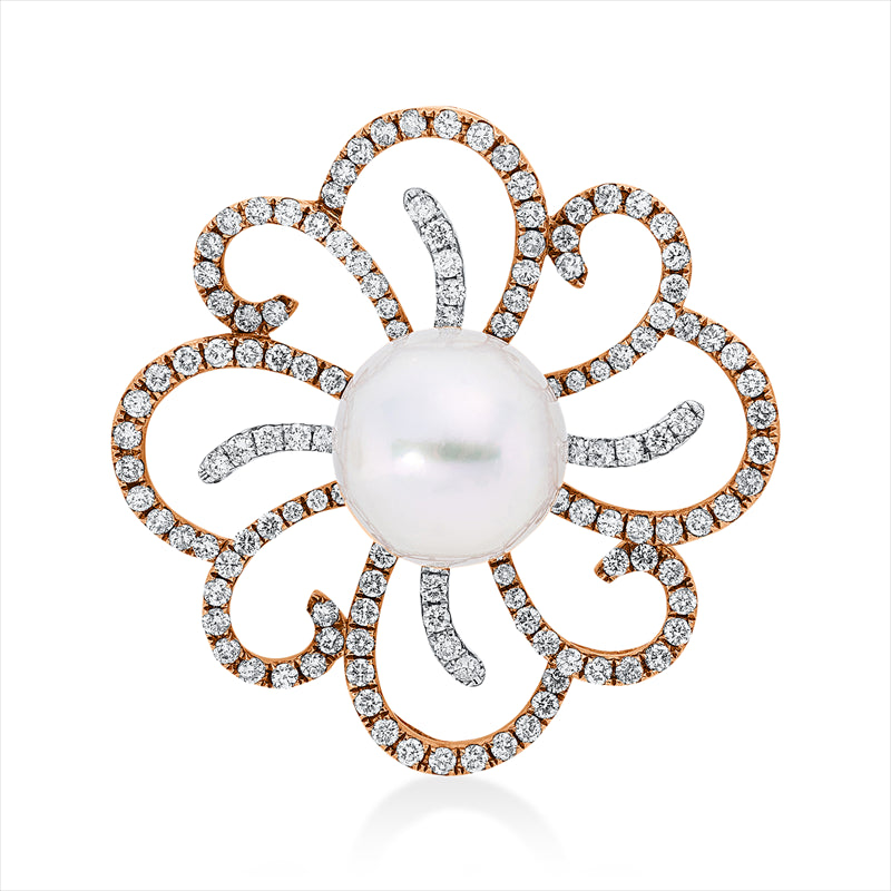 Anhänger   mit Südseeperle aus 750/-18 Karat Rotgold / Weißgold mit 132 Diamanten 1