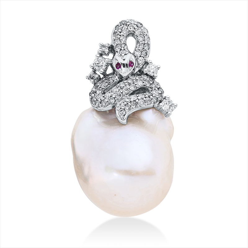 Anhänger mit Rubin mit Zuchtperle