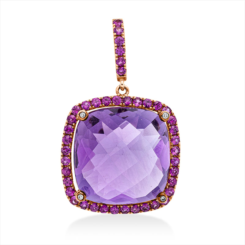 Anhänger mit Rubin  aus 750/-18 Karat Rotgold mit 6 Diamanten 0