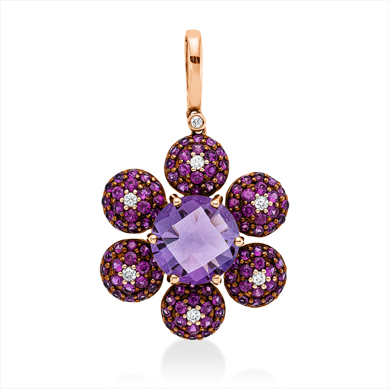 Anhänger mit Rubin  aus 750/-18 Karat Rotgold mit 7 Diamanten 0