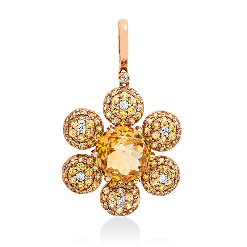 Anhänger mit Saphir  aus 750/-18 Karat Rotgold mit 7 Diamanten 0