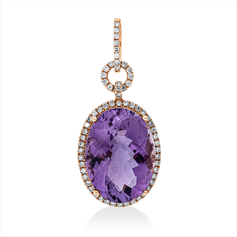 Anhänger mit Amethyst  aus 750/-18 Karat Rotgold mit 65 Diamanten 0
