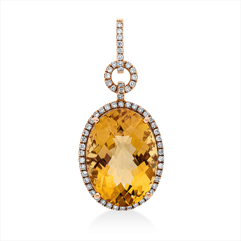 Anhänger mit Citrin  aus 750/-18 Karat Rotgold mit 65 Diamanten 0