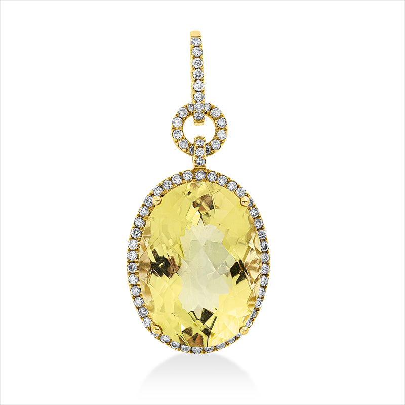 Anhänger mit Lemonquarz  aus 750/-18 Karat Gelbgold mit 65 Diamanten 0