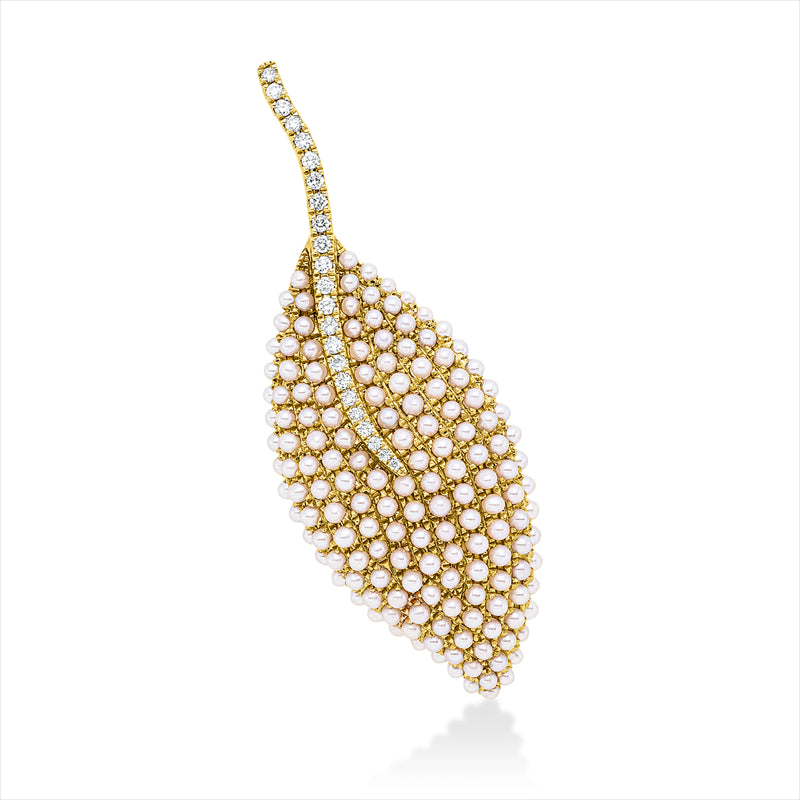 Brosche   mit Süßwasserperle aus 750/-18 Karat Gelbgold mit 25 Diamanten 0